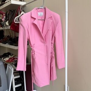 Pink Blazer Dress with Tie Details
